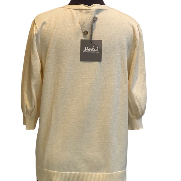 Marled Cream Color Cardigan Lightweight Sweater Size Large Short Sleeve NWT - Picture 7 of 11